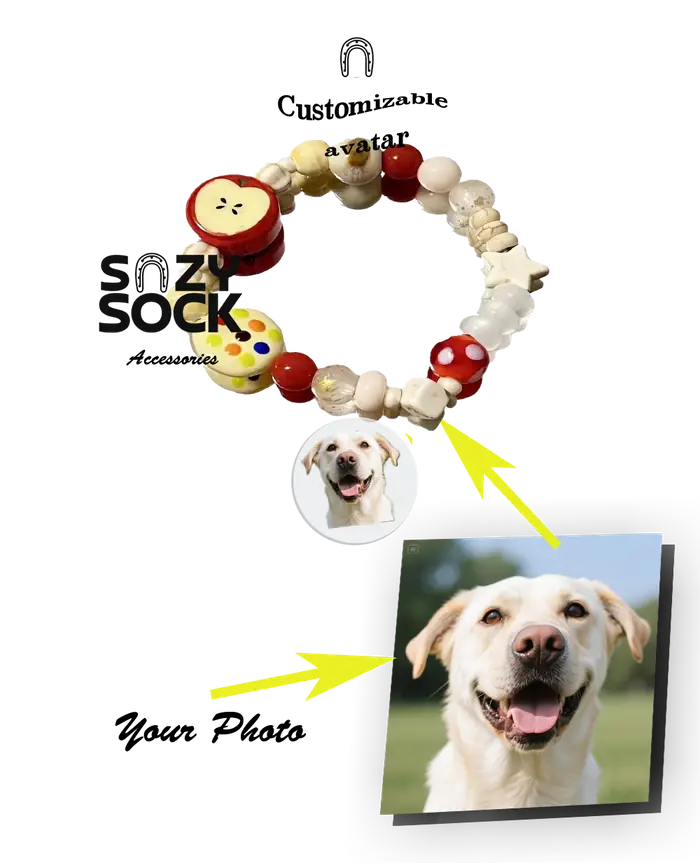 Colorful Apple Bracelets with Custom Avatar Charm - Personalized Photo Jewelry Gift for Her
