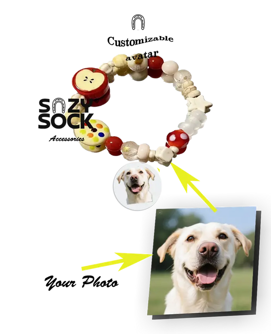 Colorful Apple Bracelets with Custom Avatar Charm - Personalized Photo Jewelry Gift for Her